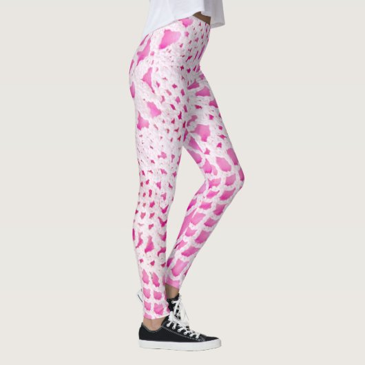 Leggings Crochet blanc sur rose (Droite)
