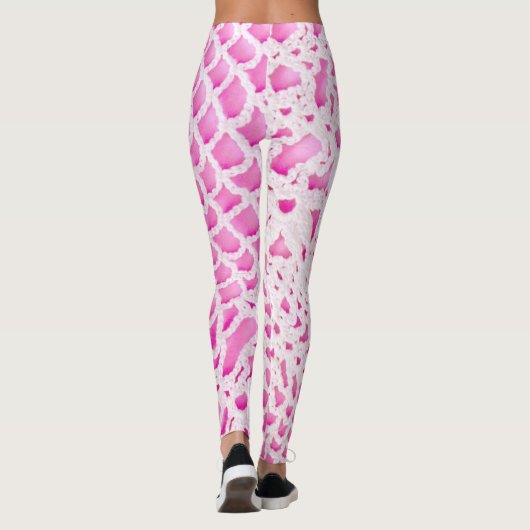 Leggings Crochet blanc sur rose (Dos)