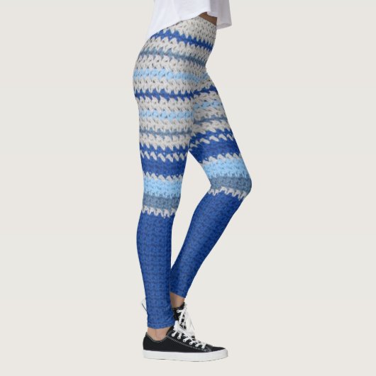 Leggings - Crochet rayures en bleu (Droite)