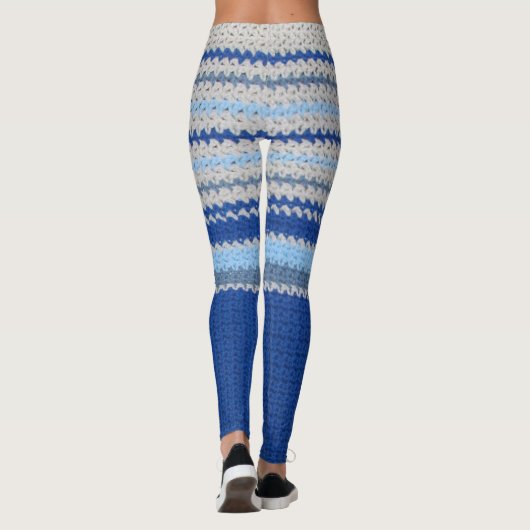 Leggings - Crochet rayures en bleu (Dos)