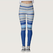 Leggings - Crochet rayures en bleu (Devant)