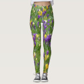 Leggings Crocus jaunes et pourpres (Devant)