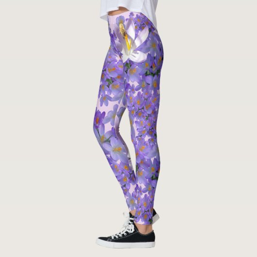 Leggings Crocus violets avec abeilles (Gauche)