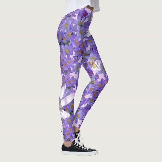 Leggings Crocus violets avec abeilles (Droite)