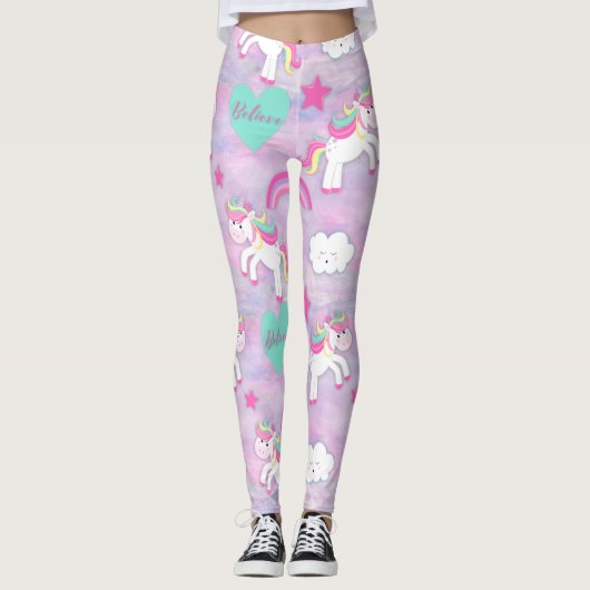 Leggings Croire en Unicorns Pink (Devant)