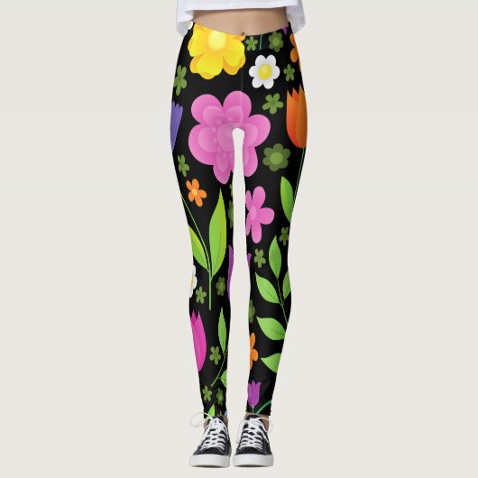 Leggings Croissance Fleurs Positives Colorées (Devant)