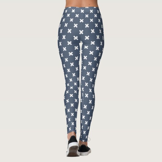 Leggings Croix blanches sur bleu-gris (Dos)