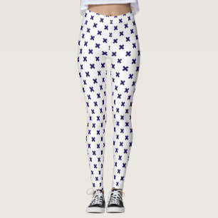 Leggings Croix bleu marine sur blanc