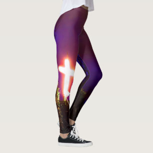 Leggings Croix brillante à la nuit Dieu aime
