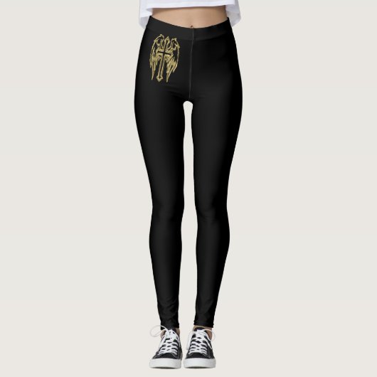 Leggings Croix catholique d'or avec ailes (Devant)