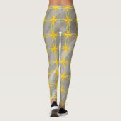 Leggings Croix d'étoile dorée sur vagues grises (Dos)