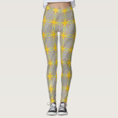 Leggings Croix d'étoile dorée sur vagues grises (Devant)