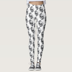 Leggings Croquis de crâne et de roses