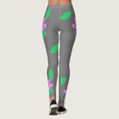 Leggings Croquis de fleurs rose pâle Feuille vert (Dos)
