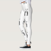 Leggings Croquis de panda en noir et blanc (Gauche)