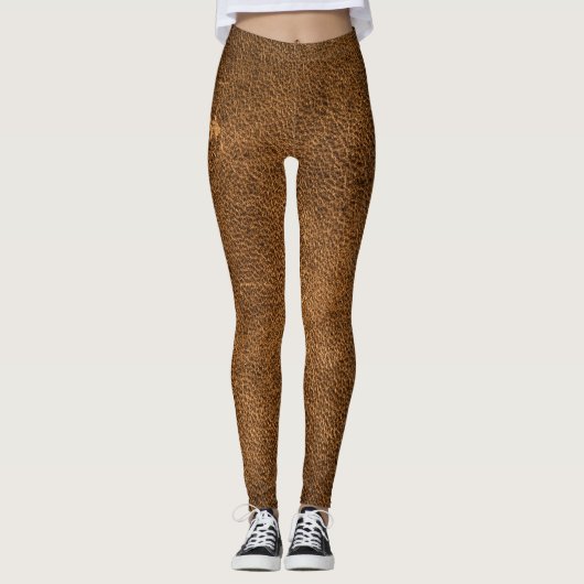 Leggings Cuir Brown vieilli : Texture classique (Devant)