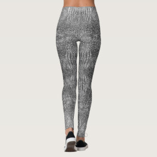 Leggings Cuir d'alligator gris