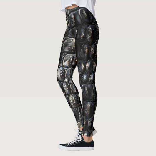 Leggings Cuir de crocodile noir (Gauche)