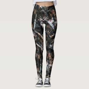 Leggings Cuir en peau de lézard reptile de serpent sans cou