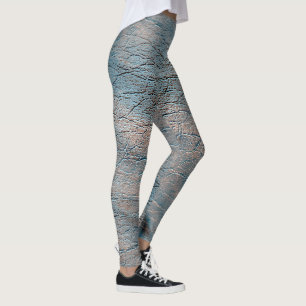 Leggings Cuir gris et bronzé taché avec une teinte satinée