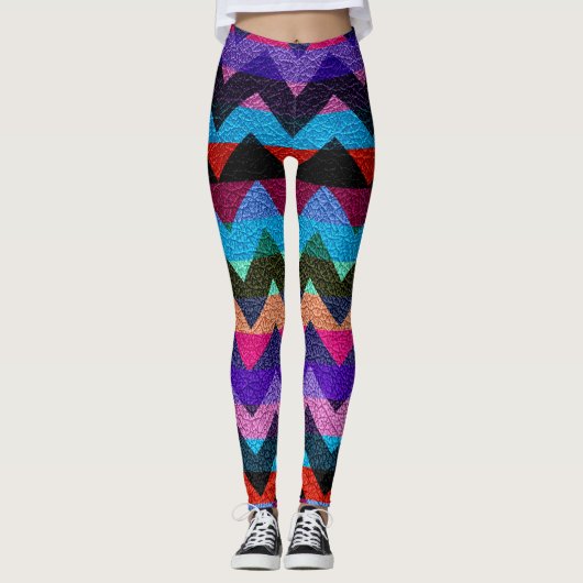Leggings Cuir Moderne Chevron Coloré #10 (Devant)