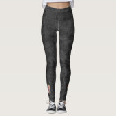 Leggings Cuir Noir Et Coeurs Floraux (Devant)