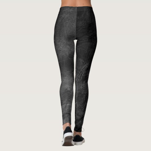 Leggings cuir noir patiné (Dos)