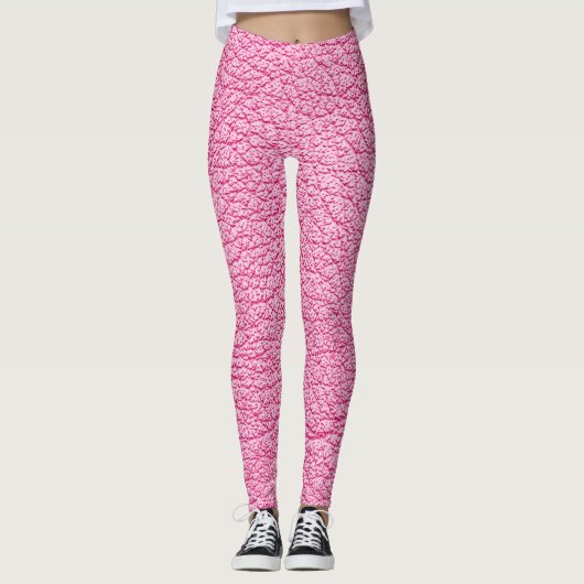 Leggings Cuir rose gros plan, arrière - plan texturé. (Devant)