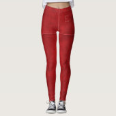 Leggings Cuir Rouge Avec Sceau Chic Monogramme Personnalisé (Devant)