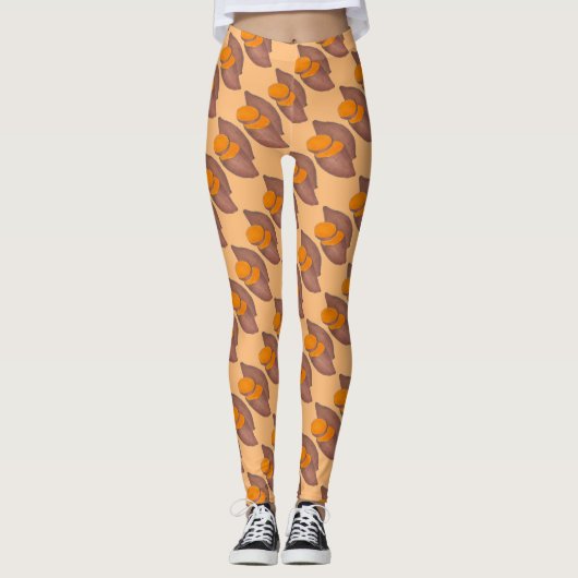 Leggings Cuisine de jambon de pomme de terre orange (Devant)