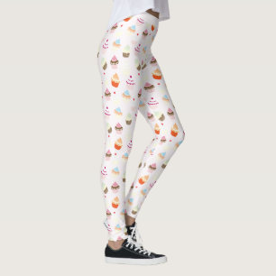 Leggings Cuisine rétro Cupcakes Sweet Dessert Cake Motif
