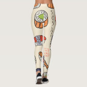Leggings Cuisine sushi, design motif sans soudure. (Dos)