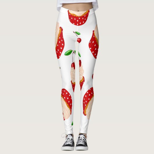 Leggings Cupcake aux cerises motif (Devant)