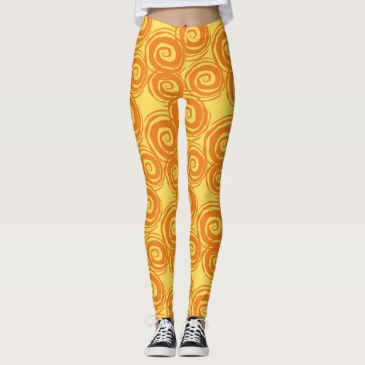 Leggings Curliche orange jaune escargot (Devant)