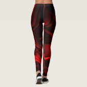 Leggings Curvas, ondulações vermelhas em fundo preto. (Dos)