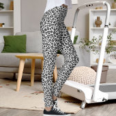 Leggings Custom Black And Grey Safari Leopard Print Pattern