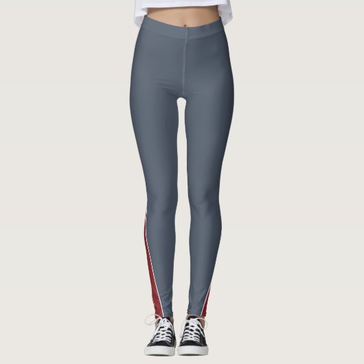 Leggings Custom Company Logo Red Accent Grey (Devant)