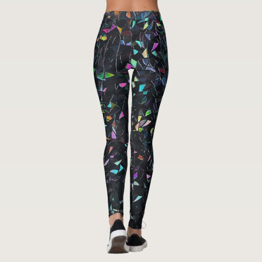 Leggings Custom Iridescent Abstract Stained Glass Pattern (Dos)