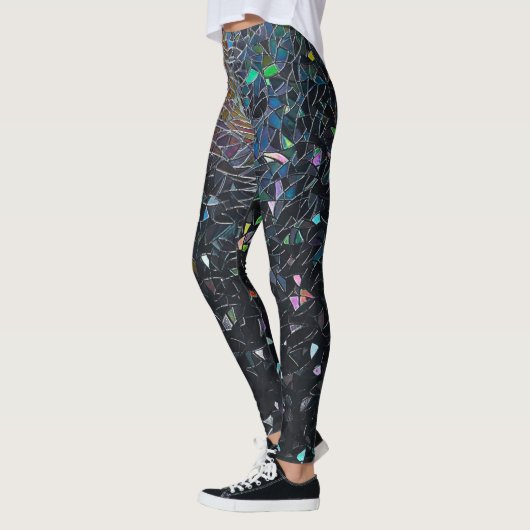 Leggings Custom Iridescent Abstract Stained Glass Pattern (Gauche)