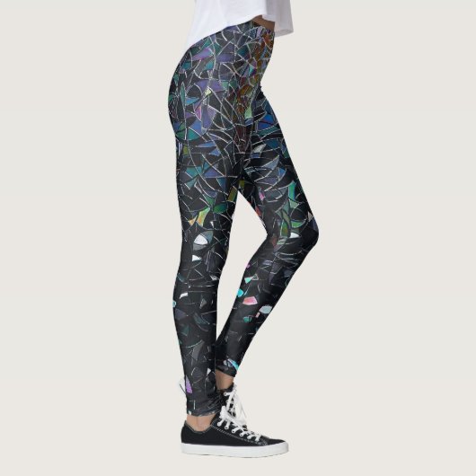 Leggings Custom Iridescent Abstract Stained Glass Pattern (Droite)