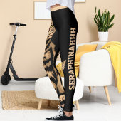 Leggings Customisé Cute Chat Animaux Animaux de pêche Black