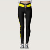 Leggings Customized Cat Pet Lover Black Yellow Custom Made (Devant)