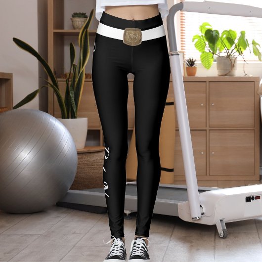 Leggings Customized Pet Lover Script Text Black And White