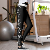 Leggings Customized Pet Lover Script Text Black And White