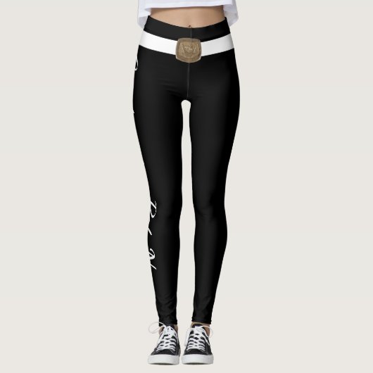 Leggings Customized Pet Lover Script Text Black And White (Devant)