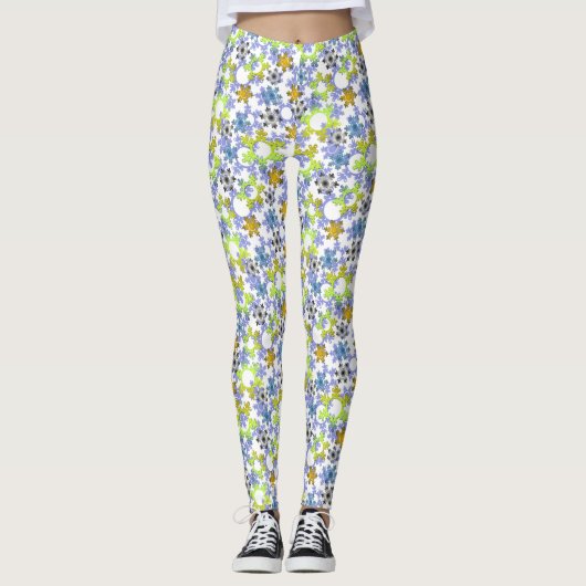 Leggings Cut paper snowflakes multicolored on white (Devant)