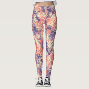 Leggings Cute Abstract Purple And Pink Camouflage Pattern.