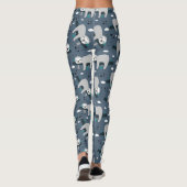 Leggings cute adorable gray sloth pattern blue background (Dos)