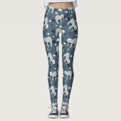 Leggings cute adorable gray sloth pattern blue background (Devant)