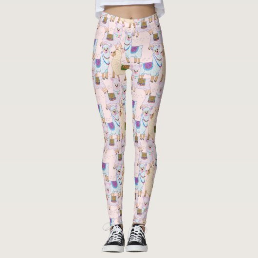 Leggings Cute Alpaca Motif sans mer (Devant)